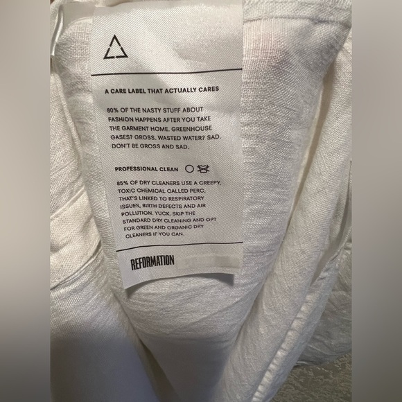 NWOT Reformation Square Neckline Midi Length Button Up White Linen Dress Size S - Picture 8 of 10